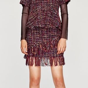 Zara Tweed Purple Mini Skirt NWT